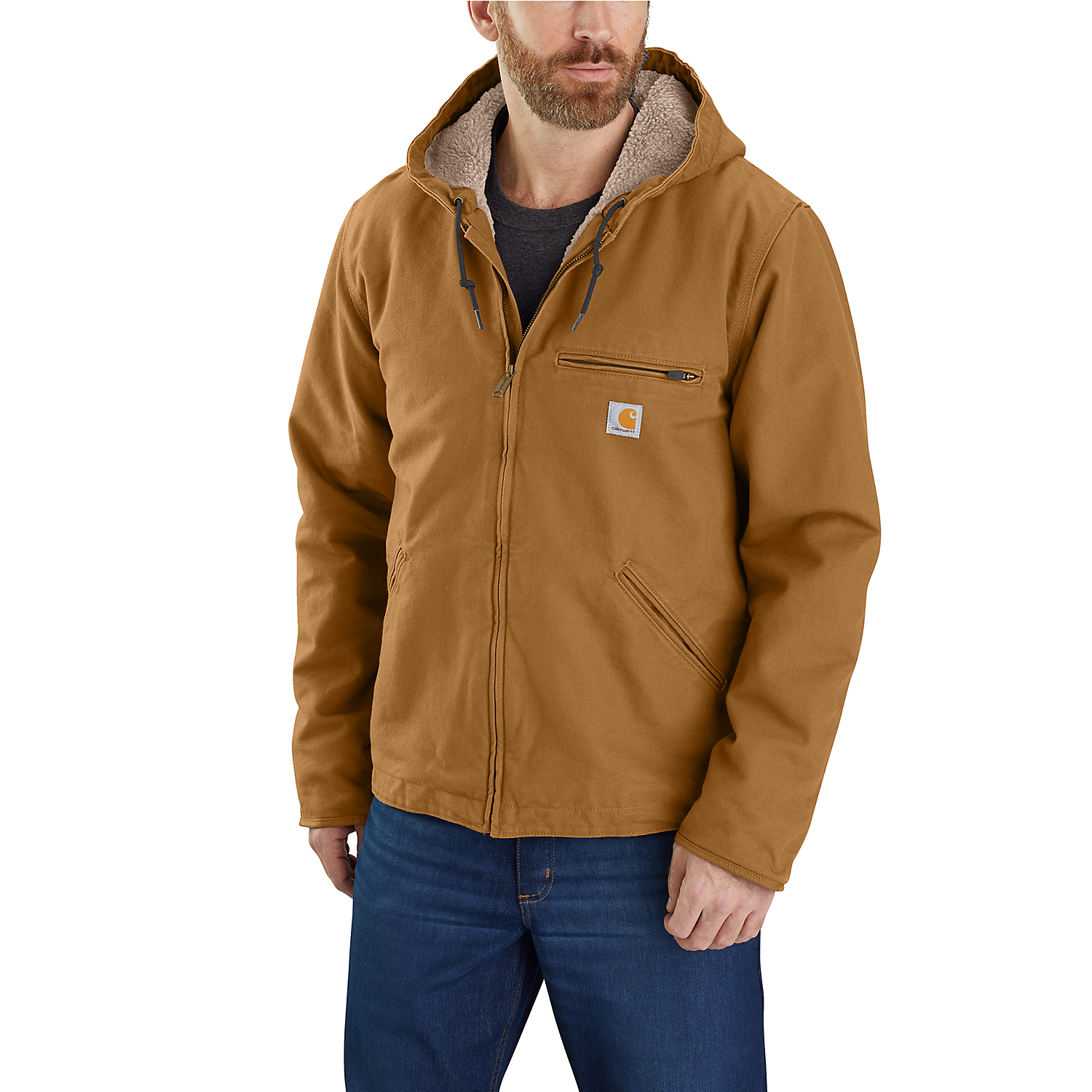 Carhartt Sherpa gevoerde herenjas Washed Duck - 104392 CB