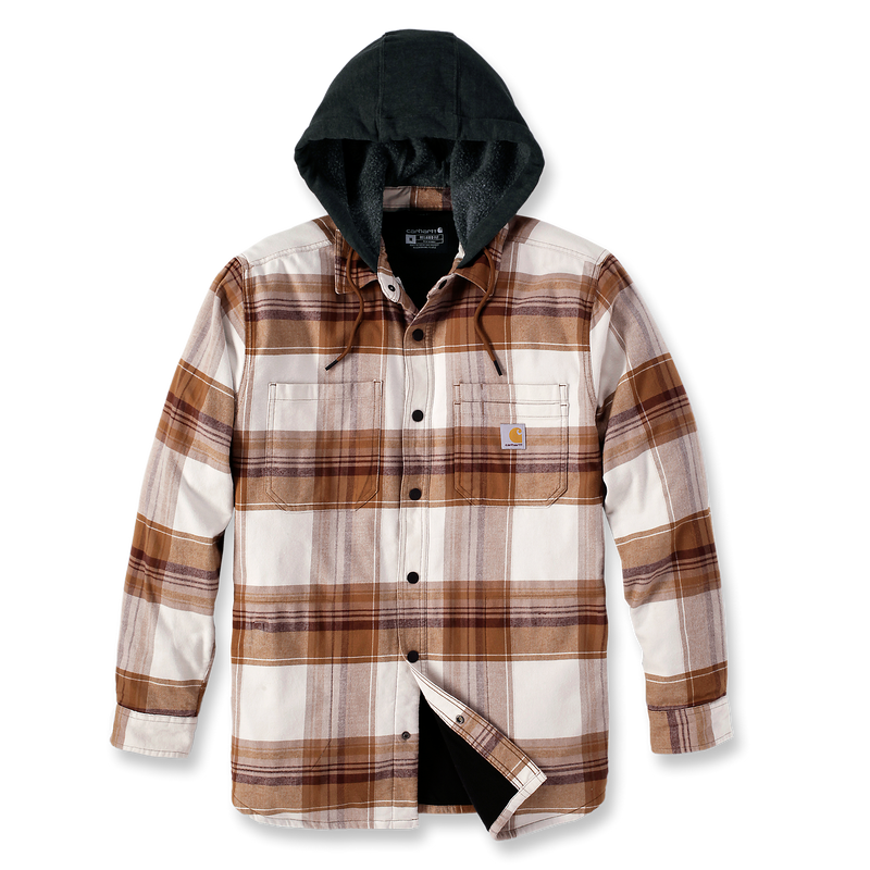 Men's fleece lined sales hooded flannel shirt