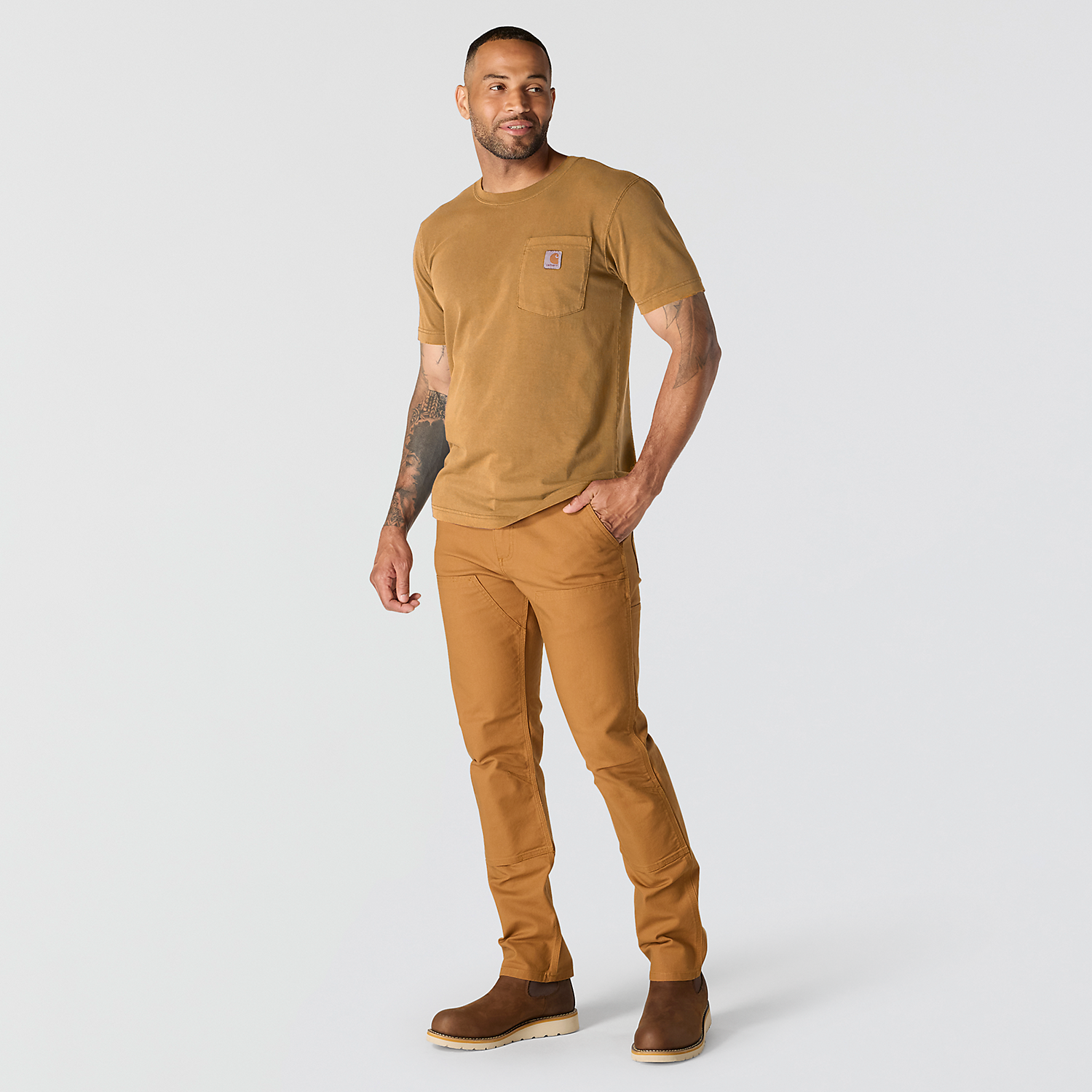 Carhartt Relaxed Fit Lightweight Garment Dyed Pocket T-Shirt - 106252 BRN