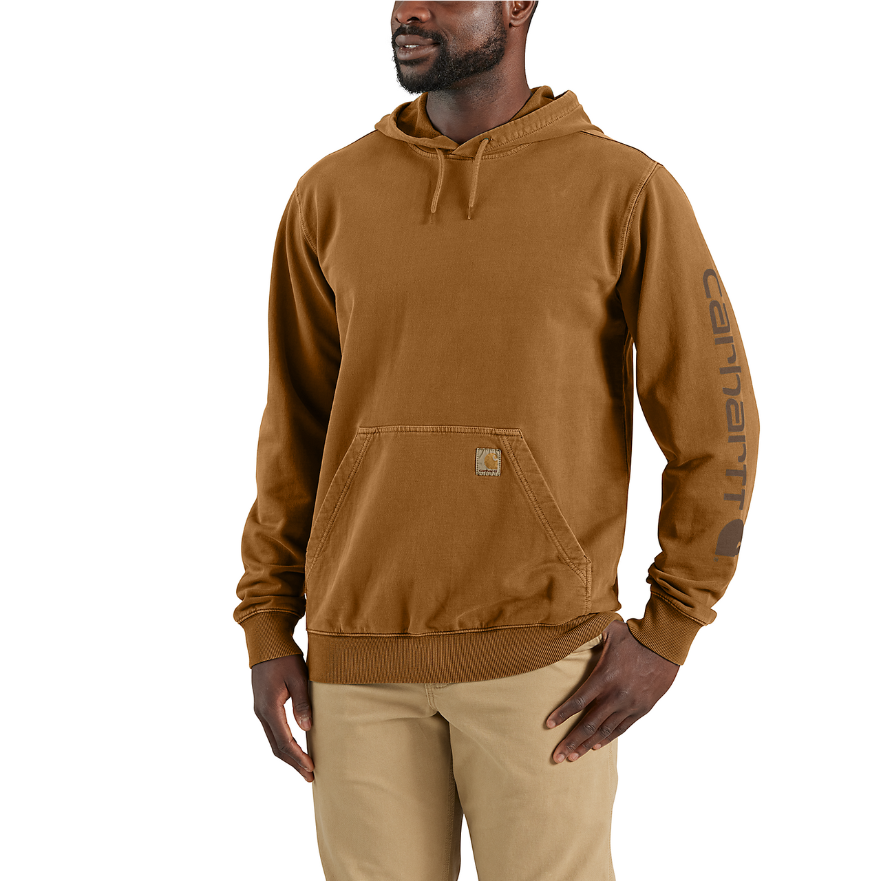 Carhartt Garment dyed sleeve logo sweater 106253-BRN