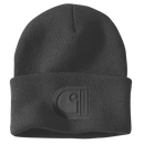 Knit Cuffed Patch Beanie - 107190 Black