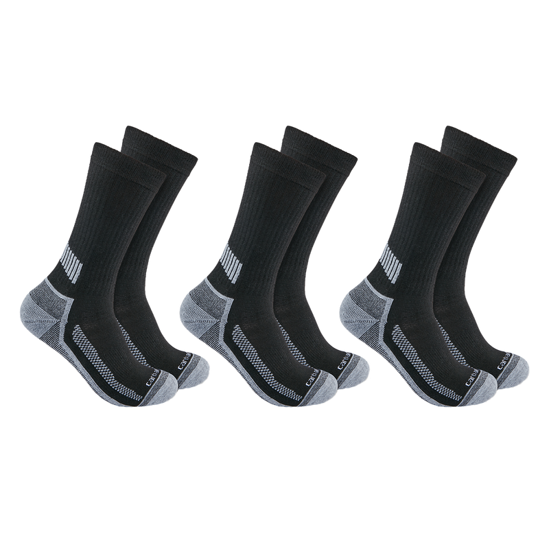 Carhartt katoenmix crew sokken, 3 paar - zwart