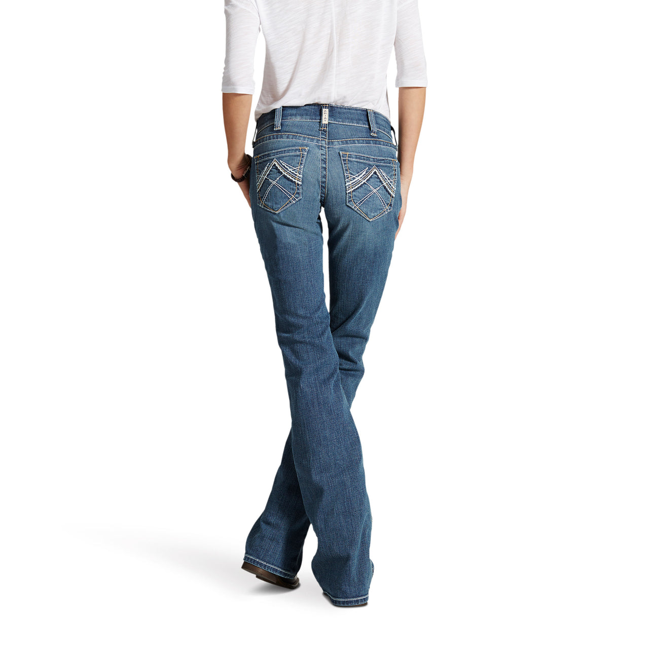 Ariat Mid Rise Stretch Whipstitch Boot Cut Jeans Rainstorm - 10016202