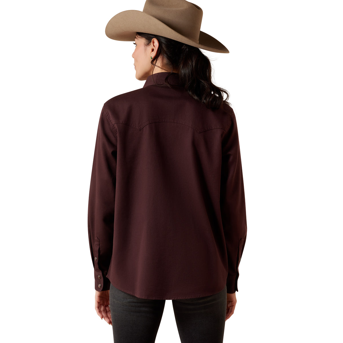 Ariat Women's Earthbound West Loose Snap Shirt - 10079629 Chocolate