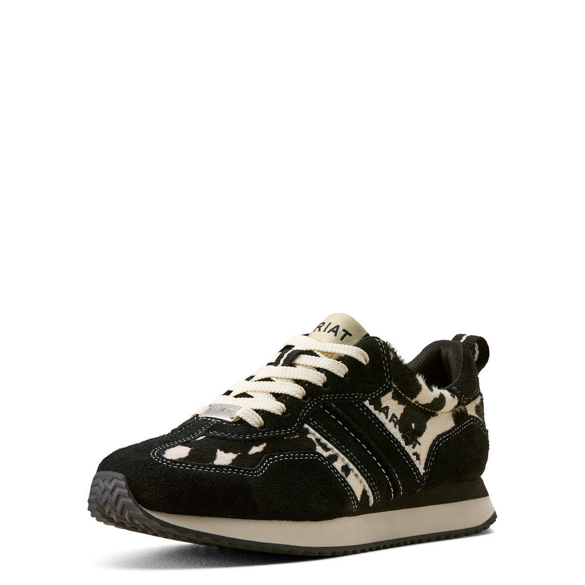 Ariat New Ranch Runner Trainer - 10080386 BLACK SUEDE BLACK AND WHITE HAIR ON