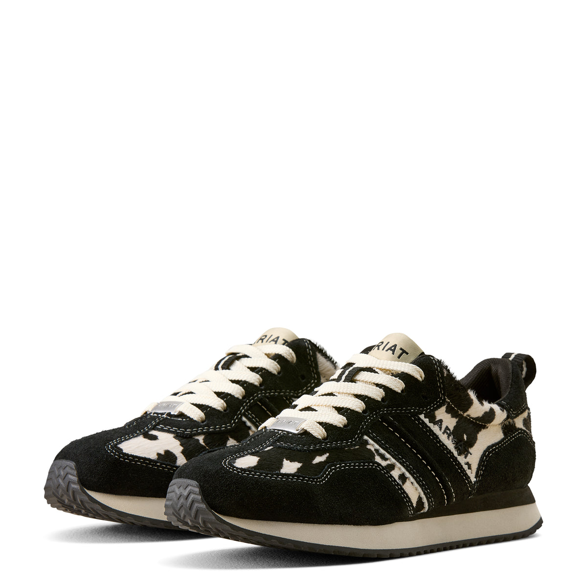Ariat New Ranch Runner Trainer - 10080386 BLACK SUEDE BLACK AND WHITE HAIR ON – image 4
