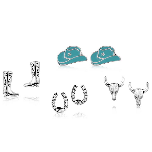 Boot Scootin Post Earring Set of 4