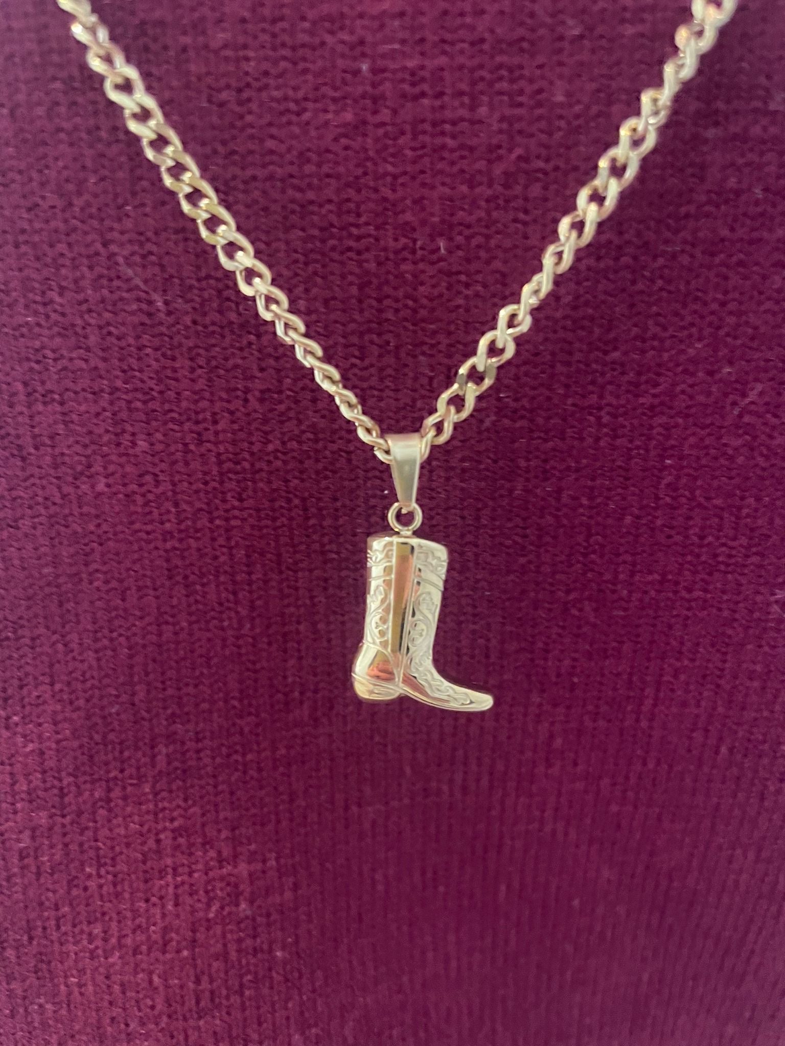 Cowboy Boot Necklace Gold