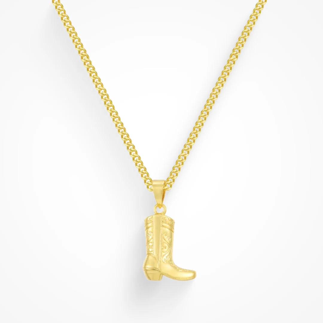 Cowboy Boot Necklace Gold