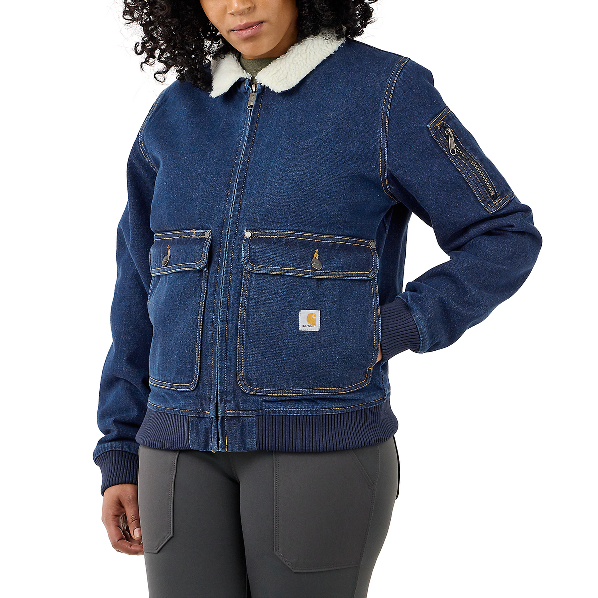 ミリタリー ジャケット Carhartt Women's Relaxed Fit Denim Sherpa Lined Jacket 105446