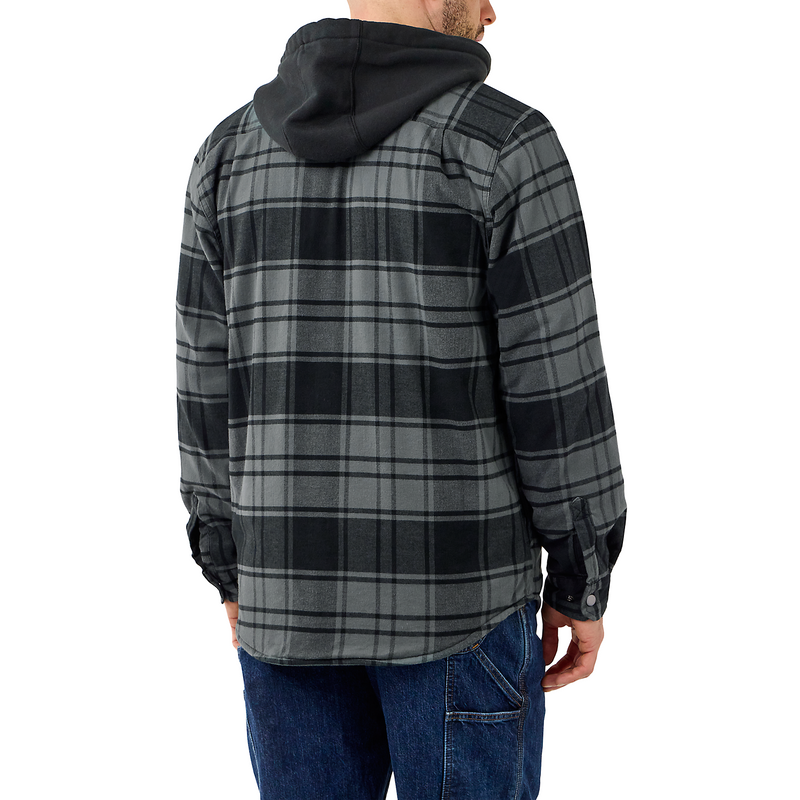 Carhartt Flannel FLeece Lined Hooded Shirt Jacket Elm 105621