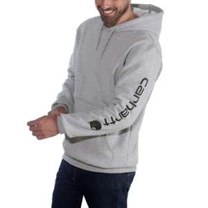 Carhartt sleeve logo hoodie heather grey K288-E20